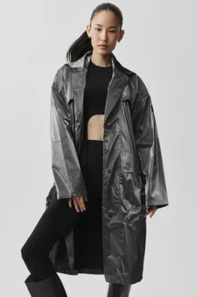 Metallic Break Line-trenchcoat – silvermetallic