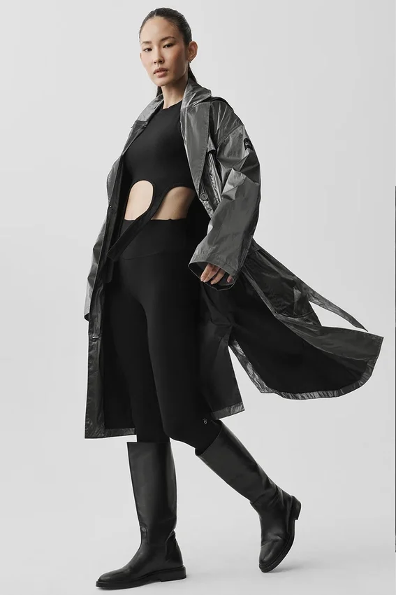 Metallic Break Line-trenchcoat – silvermetallic
