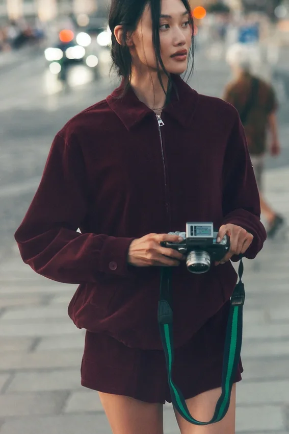 Micro Corduroy on Duty-jackor – vinröd