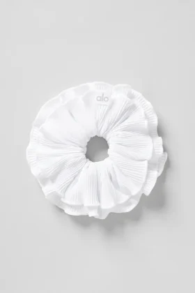 Micro Plisse Oversize-hårsnodd – Vit