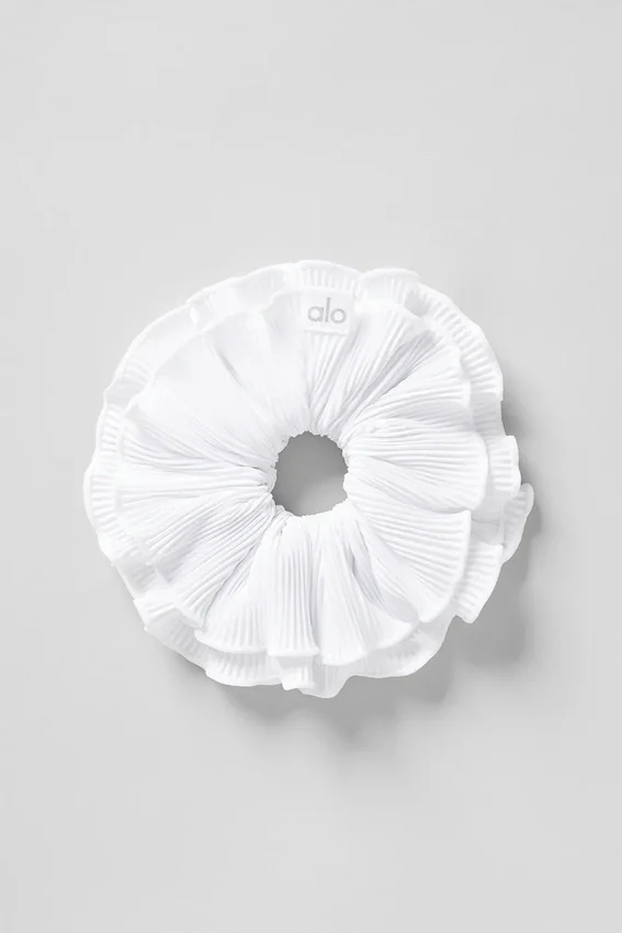 Micro Plisse Oversize-hårsnodd – Vit
