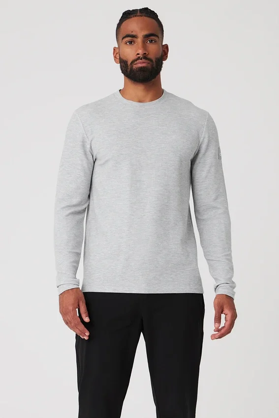 Micro Waffle Fast Break långärmat T-shirt – Athletic Heather Grey
