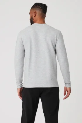 Micro Waffle Fast Break långärmat T-shirt – Athletic Heather Grey
