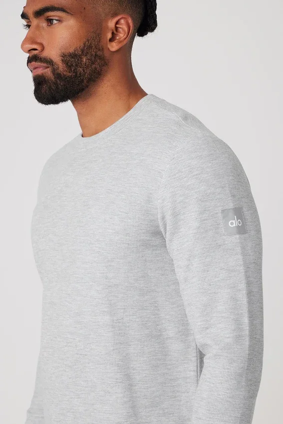 Micro Waffle Fast Break långärmat T-shirt – Athletic Heather Grey