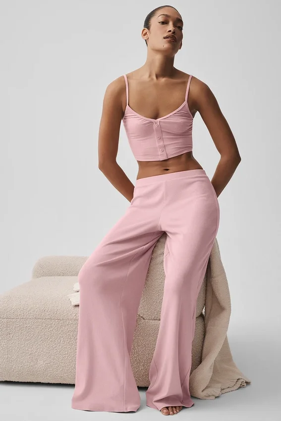 Mid-Rise Dreamlight Straight Byxor – Vintage Pink
