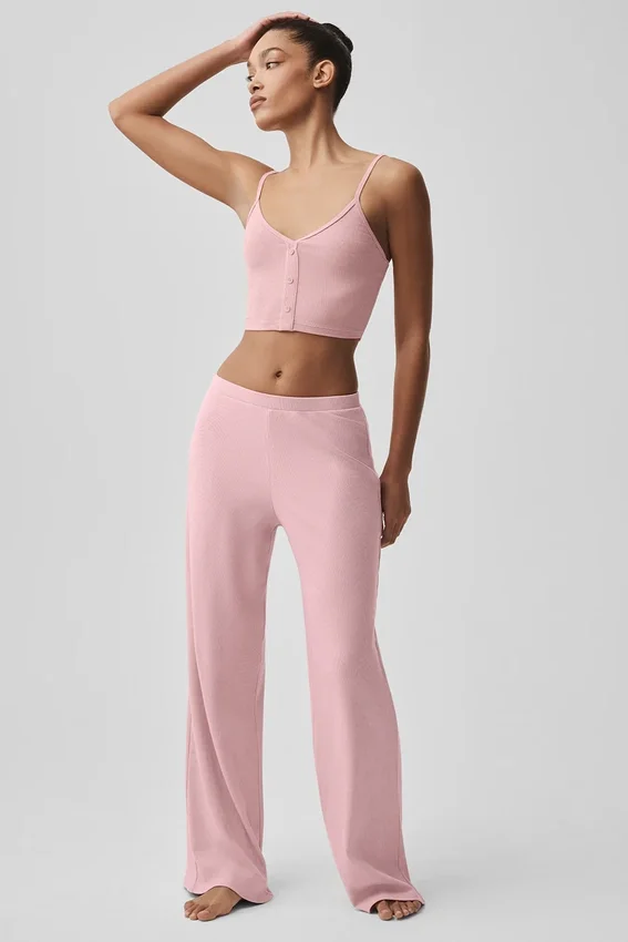Mid-Rise Dreamlight Straight Byxor – Vintage Pink