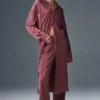 Mikroplisserad skjortklänning – burgundy truffle