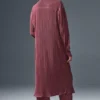 Mikroplisserad skjortklänning – burgundy truffle