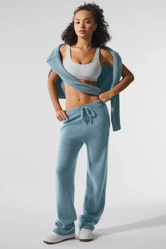 Mjukisbyxor i ull och kashmir – New Class – Celestial Blue Granite Heather