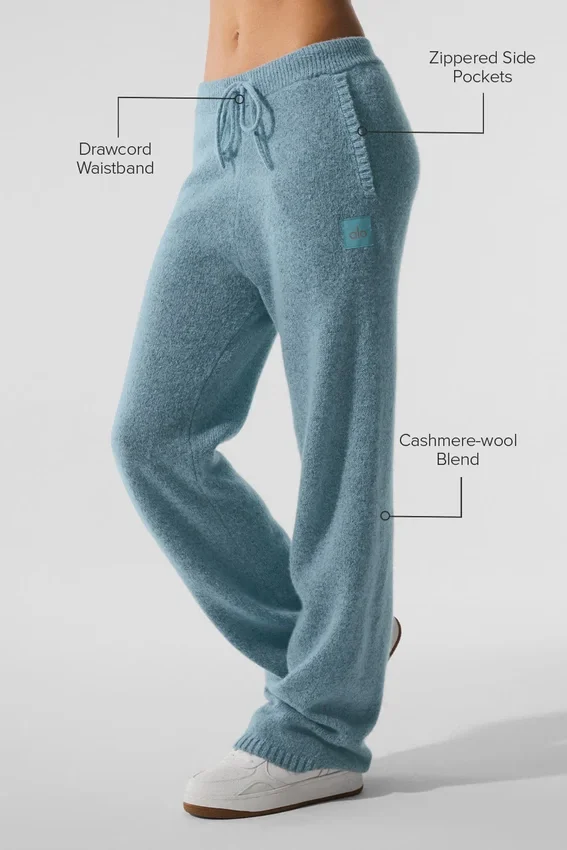 Mjukisbyxor i ull och kashmir – New Class – Celestial Blue Granite Heather