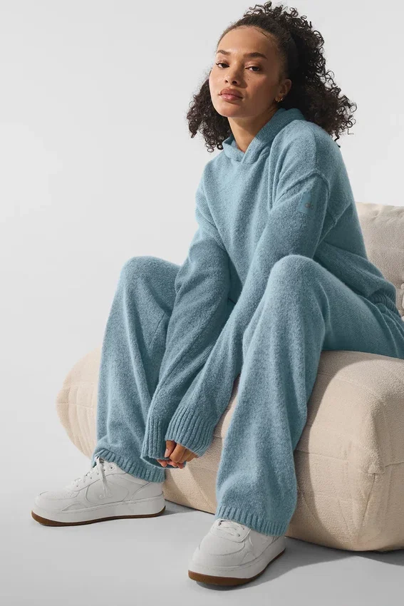 Mjukisbyxor i ull och kashmir – New Class – Celestial Blue Granite Heather