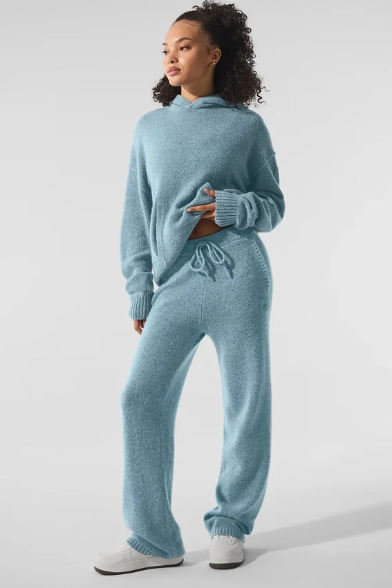 Mjukisbyxor i ull och kashmir – New Class – Celestial Blue Granite Heather