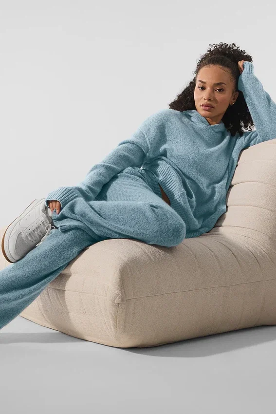 Mjukisbyxor i ull och kashmir – New Class – Celestial Blue Granite Heather
