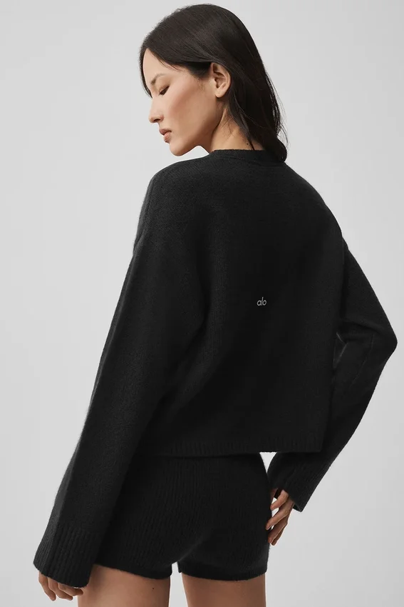 New Class-kofta i ull och kashmir med slips – svart