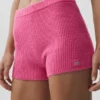 Noble-shorts i ribbad ull- och kashmirblandning – paradisrosa