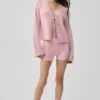 Noble-shorts i ribbad ull- och kashmirblandning – vintage-rosa