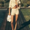 Noble Shorts i ull och kashmir med ribbade detaljer – Candlelight Yellow