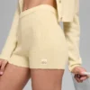 Noble Shorts i ull och kashmir med ribbade detaljer – Candlelight Yellow