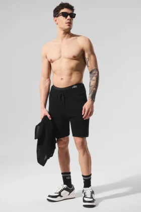 Open-Knit Shorts – Svart