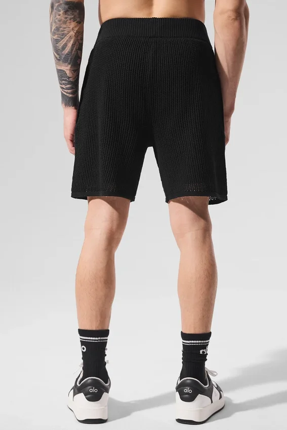 Open-Knit Shorts – Svart
