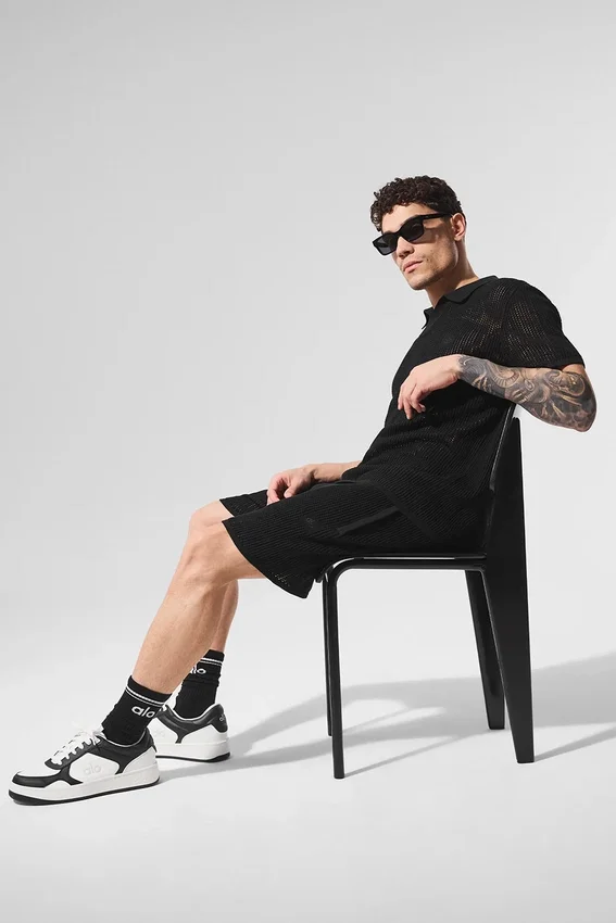 Open-Knit Shorts – Svart