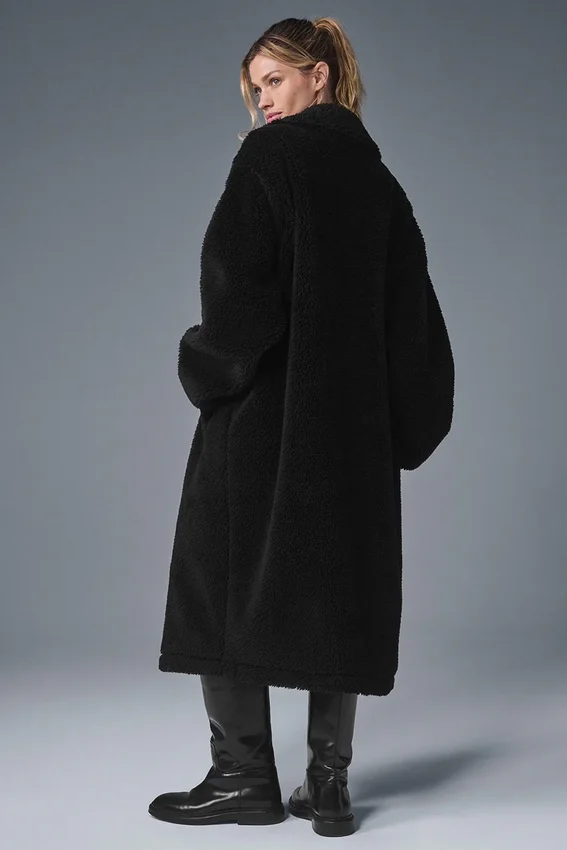 Oversized Sherpa-trenchcoat – Svart