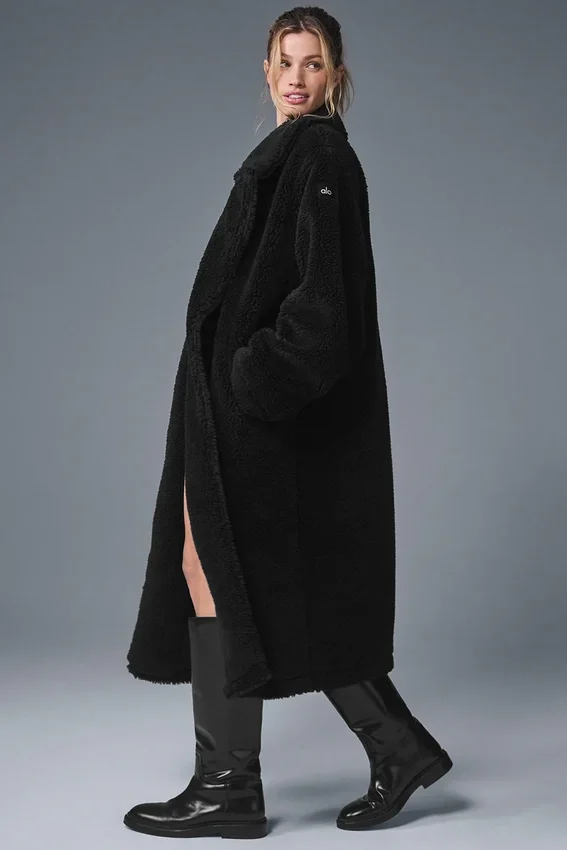 Oversized Sherpa-trenchcoat – Svart