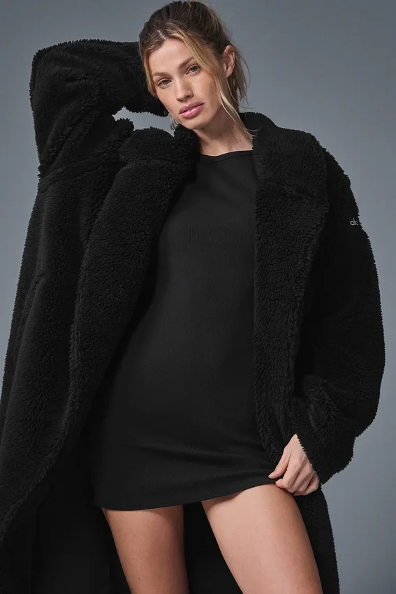 Oversized Sherpa-trenchcoat – Svart