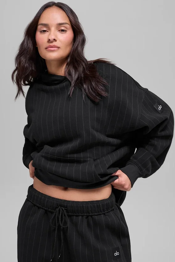 Pinstripe Huvtröja – svart randig