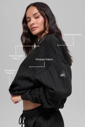 Pinstripe Huvtröja – svart randig