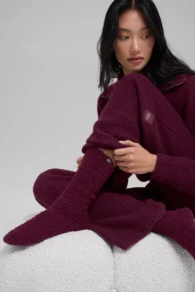 Plush Lush-strumpor för dam – vinröd