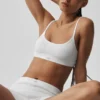 Pointelle-stickat tröja Be Mine-bh – halvgenomskinlig vit