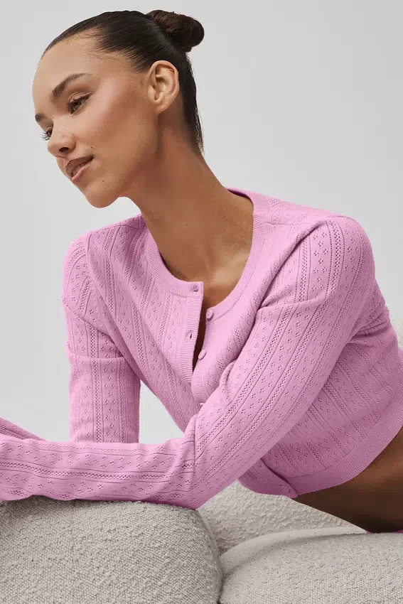 Pointelle-tröja Be Mine Cardigan – Candy Heart Pink