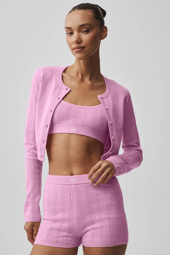 Pointelle-tröja Be Mine Cardigan – Candy Heart Pink