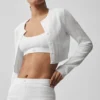 Pointelle-tröja Be Mine Cardigan – halvgenomskinlig vit