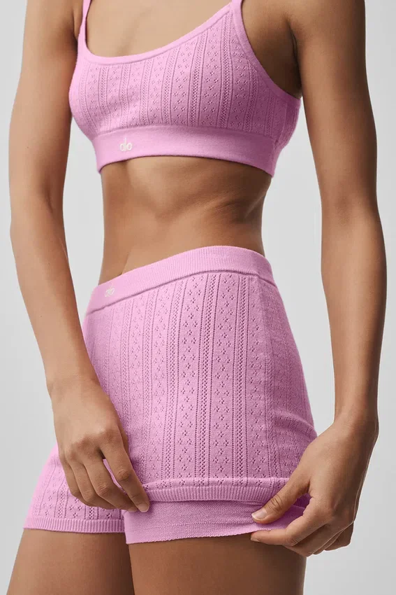 Pointelle-tröja Be Mine Hot Short – Candy Heart Pink