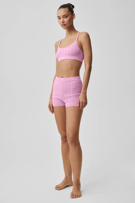 Pointelle-tröja Be Mine Hot Short – Candy Heart Pink