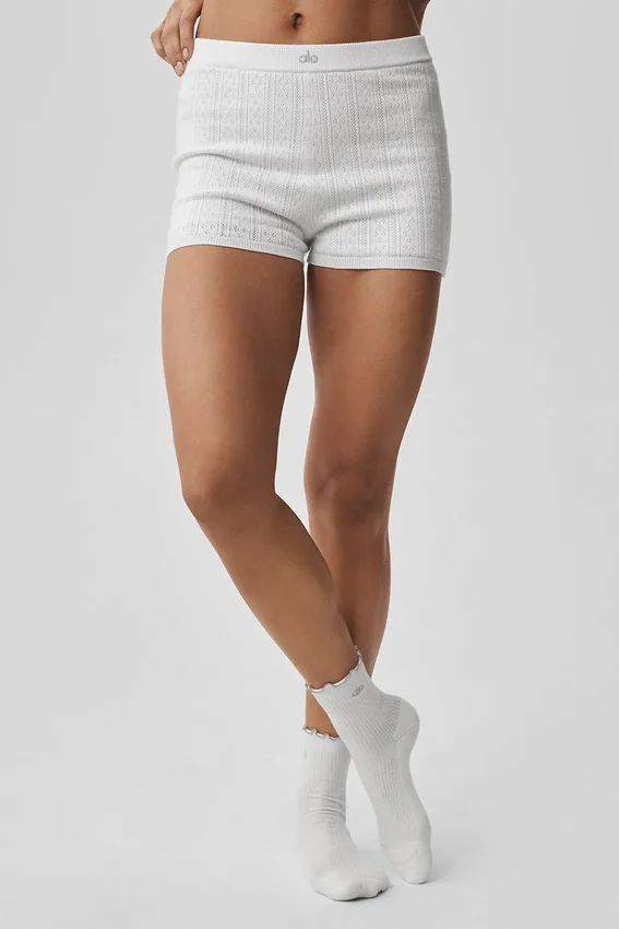 Pointelle-tröja Be Mine Hot Short – Semi Sheer White
