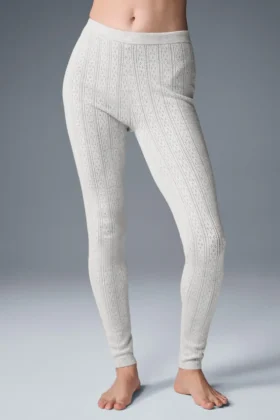 Pointelle-tröja och High-Waist-Be Mine-leggings – ljusgrå melerad