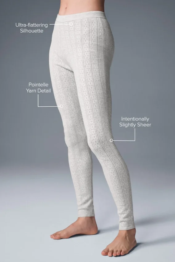 Pointelle-tröja och High-Waist-Be Mine-leggings – ljusgrå melerad