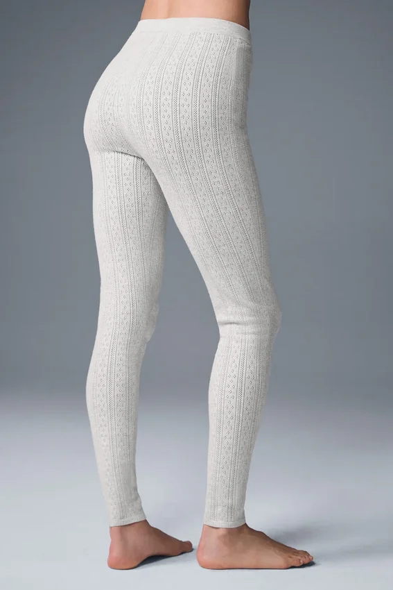 Pointelle-tröja och High-Waist-Be Mine-leggings – ljusgrå melerad