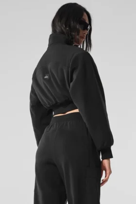Polar Fleece Cropped Wintry Mix Jacket – Svart