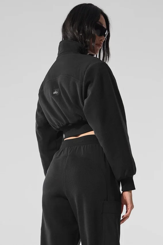 Polar Fleece Cropped Wintry Mix Jacket – Svart