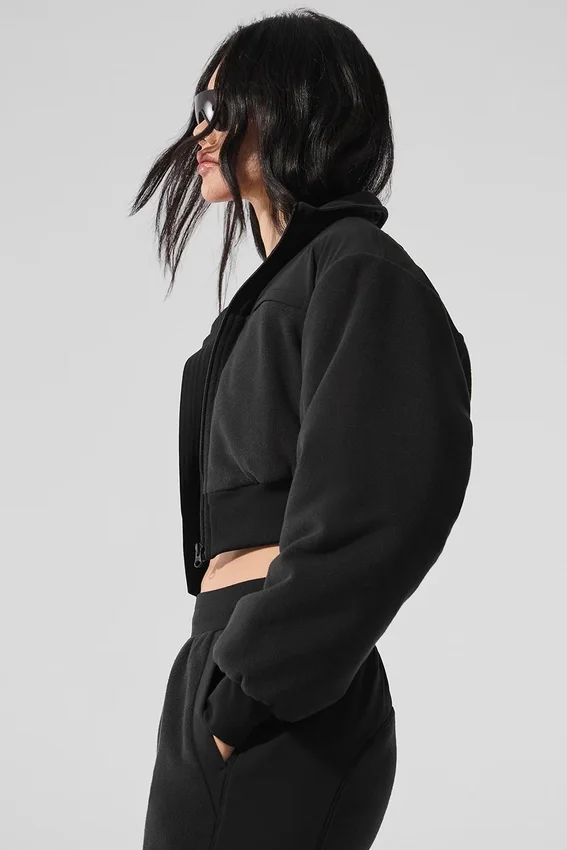 Polar Fleece Cropped Wintry Mix Jacket – Svart