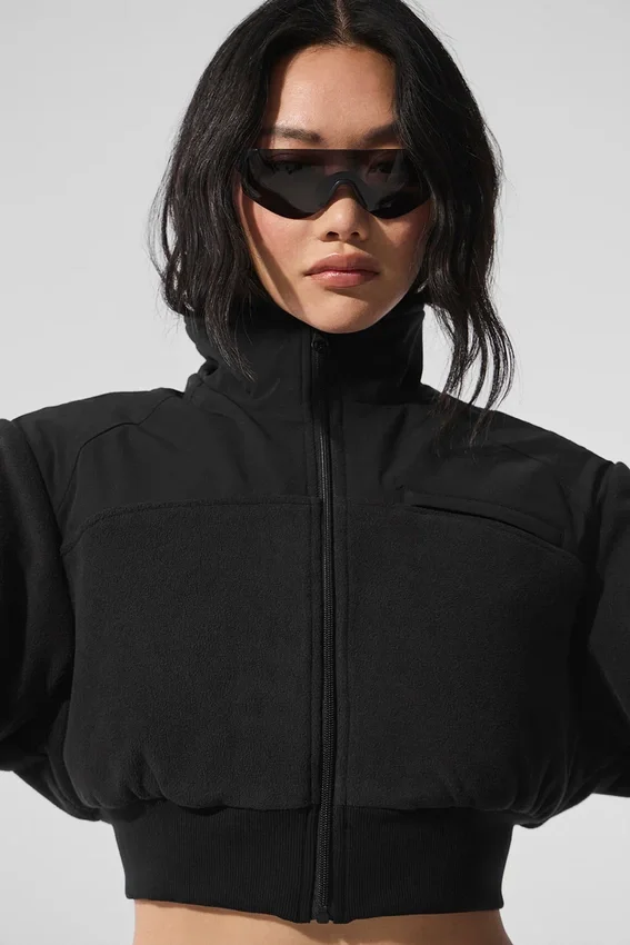 Polar Fleece Cropped Wintry Mix Jacket – Svart