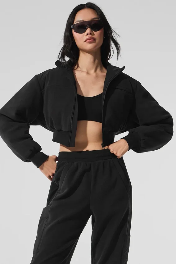 Polar Fleece Cropped Wintry Mix Jacket – Svart