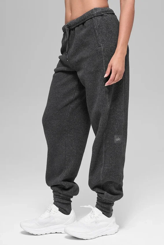 Polar Fleece High-Waist Retreat Jogger – mörk melerad grå