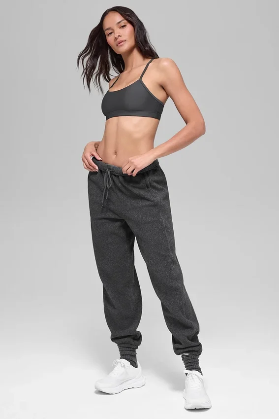 Polar Fleece High-Waist Retreat Jogger – mörk melerad grå