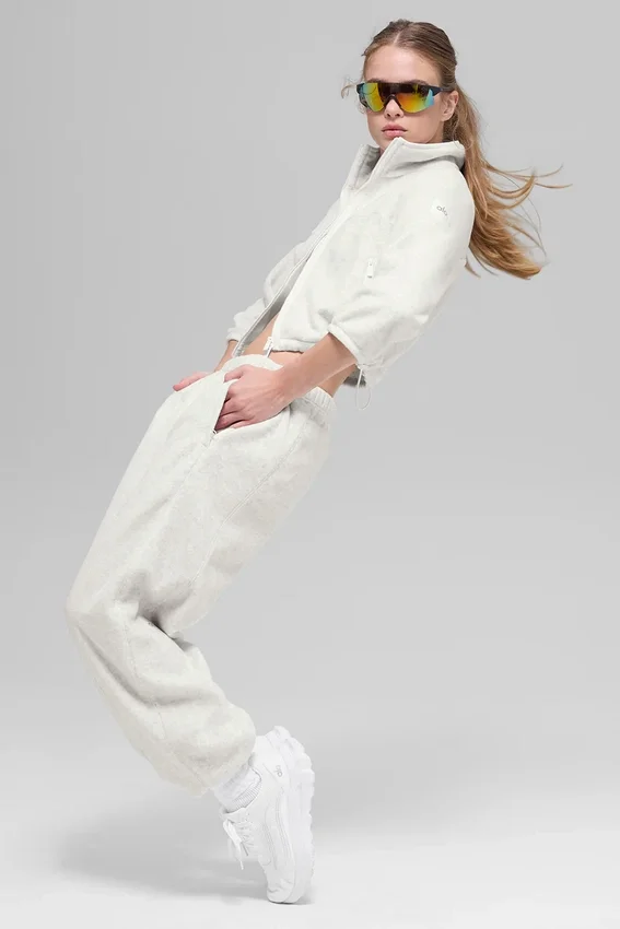 Polar Fleece Retreat kort jacka – vit melerad grå