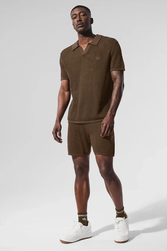 Öppenstickade shorts – Espresso